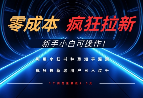 利用小红书种草知乎漏洞，零成本疯狂拉新日入数张，新手小白可操作-资源库