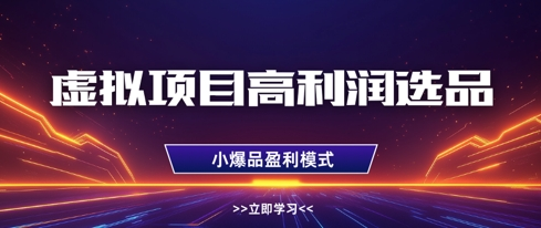 虚拟项目高利润选品方法，做好单店利润1W+，可多店倍增利润-资源库